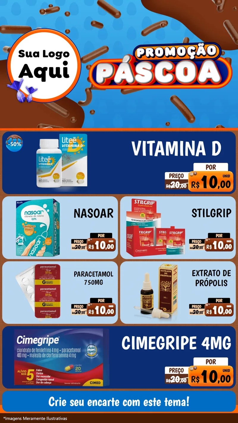 Modelo de TV para TV Vertical com o tema Promoção Páscoa para Farmácia