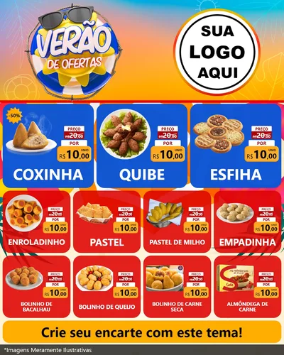 Modelo de Rede Social para Feed Instagram com o tema Verão de Ofertas para Salgadaria