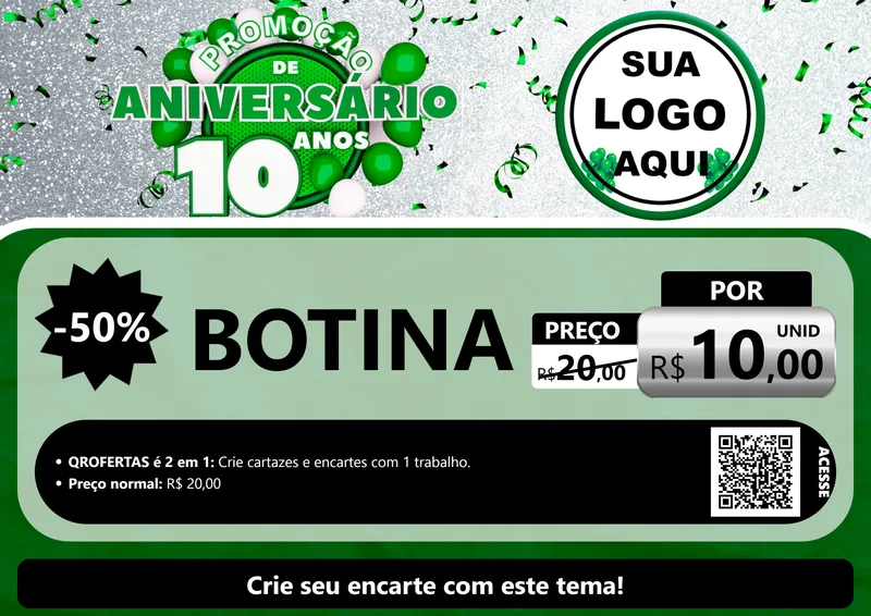Modelo de Cartaz para Cartaz A4 Horizontal com o tema Promoção de Aniversário - 10 Anos para Agropecuária