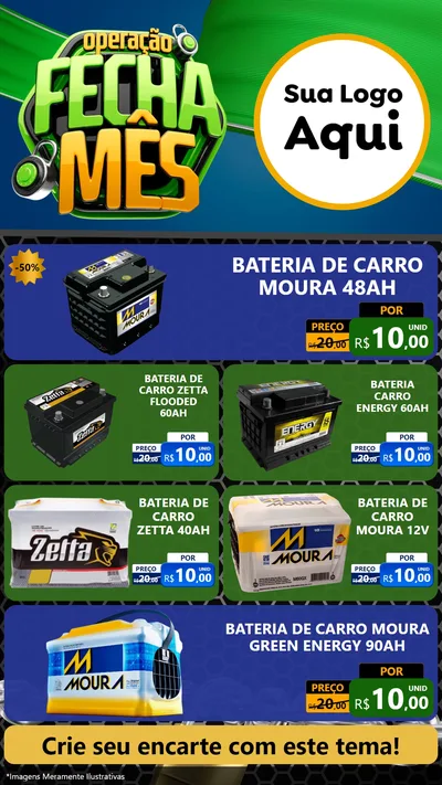 Modelo de TV para TV Vertical com o tema Operação Fecha Mês para Baterias Elétricas