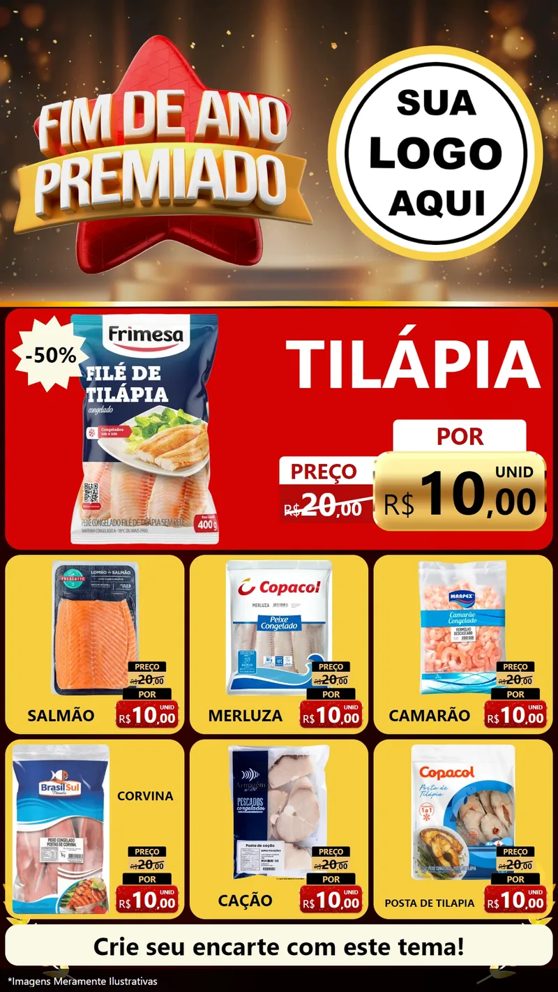 Modelo de Rede Social para Stories com o tema Fim de Ano Premiado para Peixaria