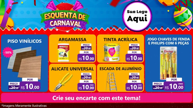 Modelo de TV para TV Horizontal com o tema Esquenta de Carnaval para Material para Construção