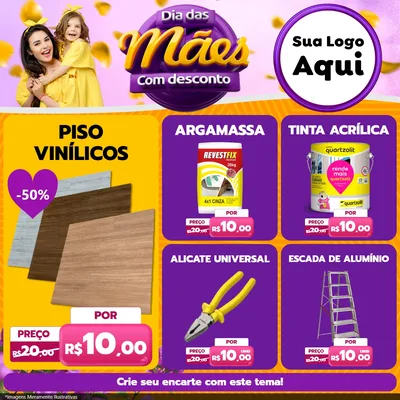 Modelo de Rede Social para Feed Facebook com o tema Dia das Mães com Desconto para Material para Construção