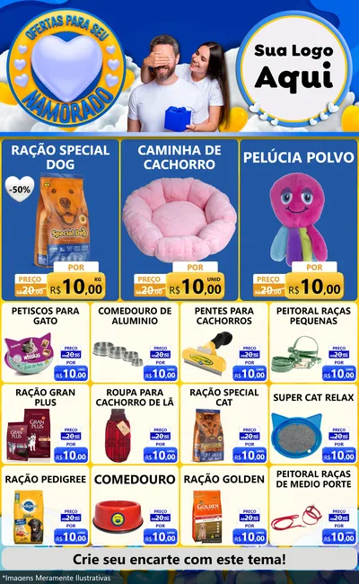 Modelo de Encarte para Encarte Grande com o tema Ofertas Para Seu Namorado para Pet Shop