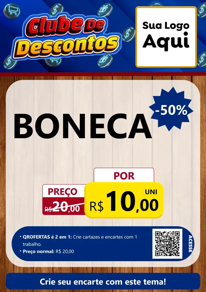Modelo de Cartaz para Cartaz A4 Vertical com o tema Clube de Descontos para Brinquedos