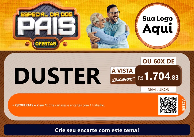 Modelo de Cartaz para Cartaz A4 Horizontal com o tema Especial Dia dos Pais para Concessionaria de Carros
