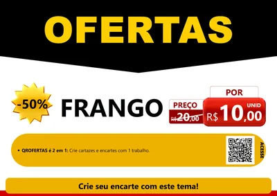 Modelo de Cartaz para Cartaz A4 Horizontal com o tema Ofertas Preto e Vermelho Cartaz para Assados