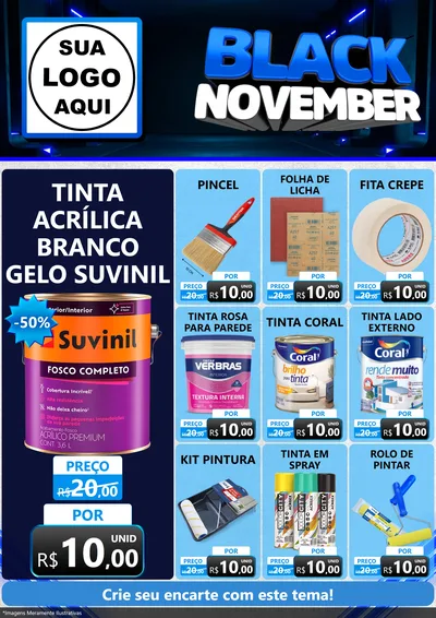 Modelo de Encarte para Encarte A4 Vertical com o tema Black November para Tintas e Ferramentas