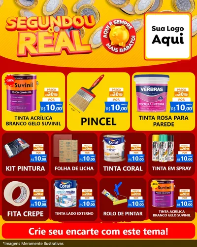 Modelo de Rede Social para Feed Instagram com o tema Segundou do Real para Tintas e Ferramentas