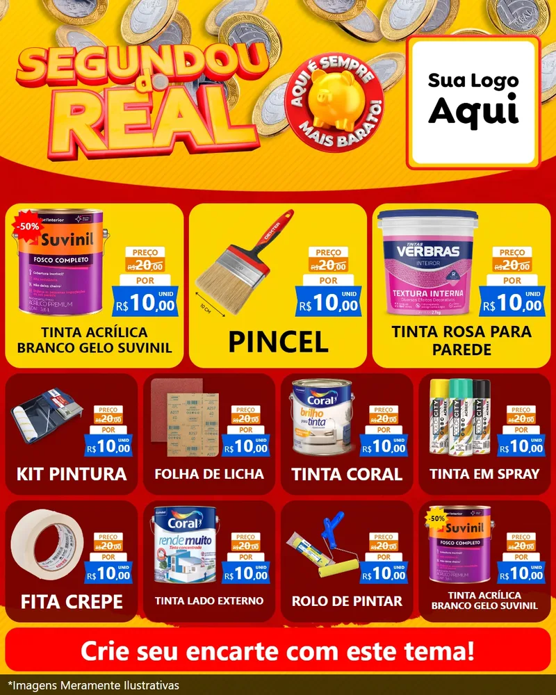 Modelo de Rede Social para Feed Instagram com o tema Segundou do Real para Tintas e Ferramentas