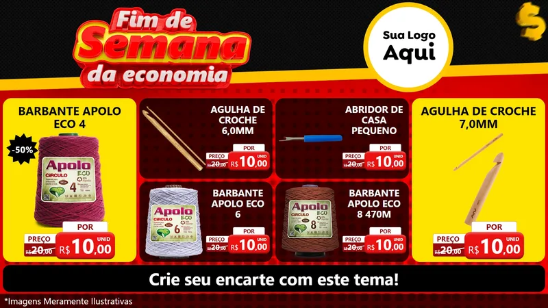 Modelo de TV para TV Horizontal com o tema Fim de Semana da Economia para Armarinho e Aviamentos