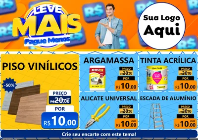 Modelo de Encarte para Encarte A4 Horizontal com o tema Leve Mais, Pague Menos para Material para Construção