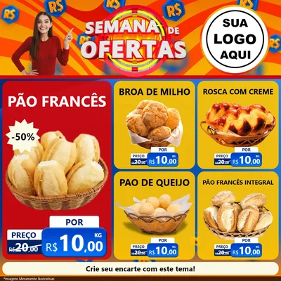 Modelo de Rede Social para Feed Facebook com o tema Semana de Ofertas para Padaria