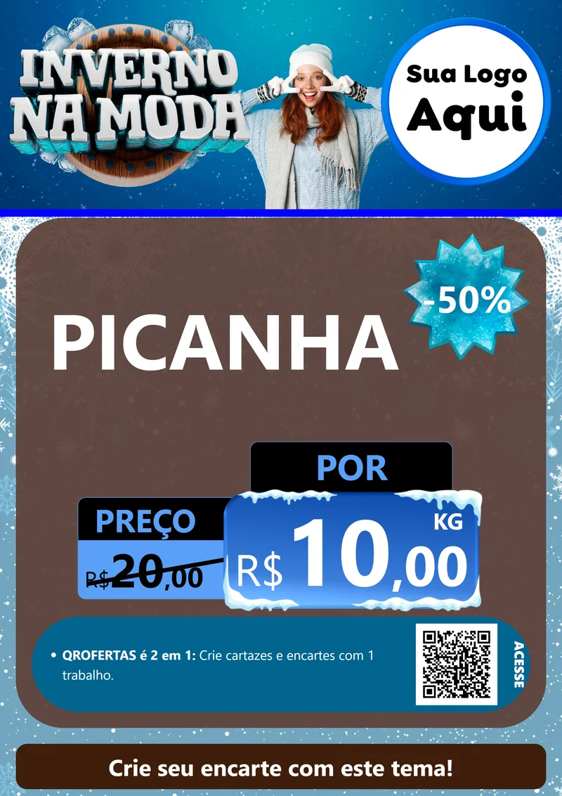 Modelo de Cartaz para Cartaz A4 Vertical com o tema Inverno na Moda para Açougue