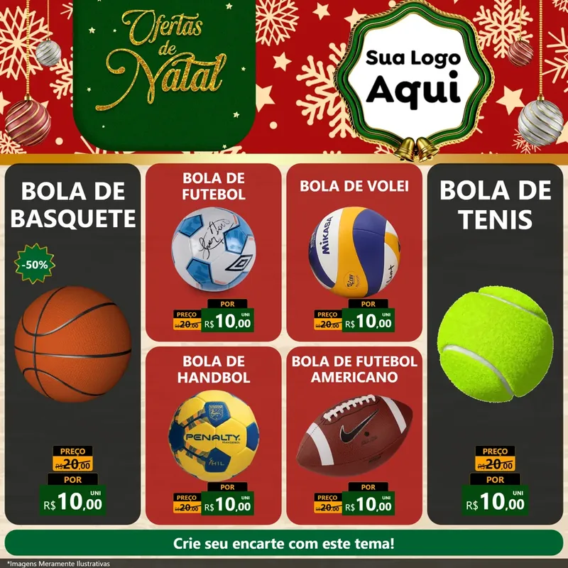 Modelo de Rede Social para Feed Facebook com o tema Natal de Ofertas para Artigos Esportivos