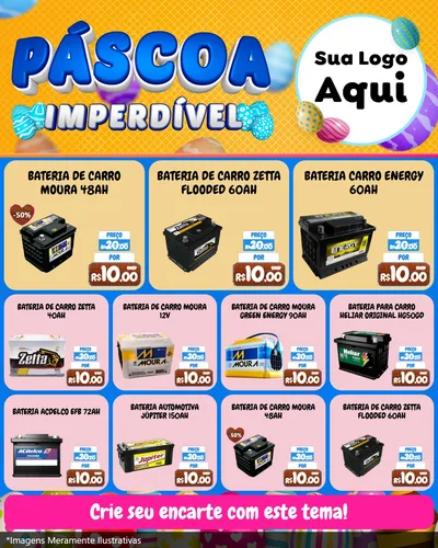 Modelo de Rede Social para Feed Instagram com o tema Páscoa Imperdível para Baterias Elétricas