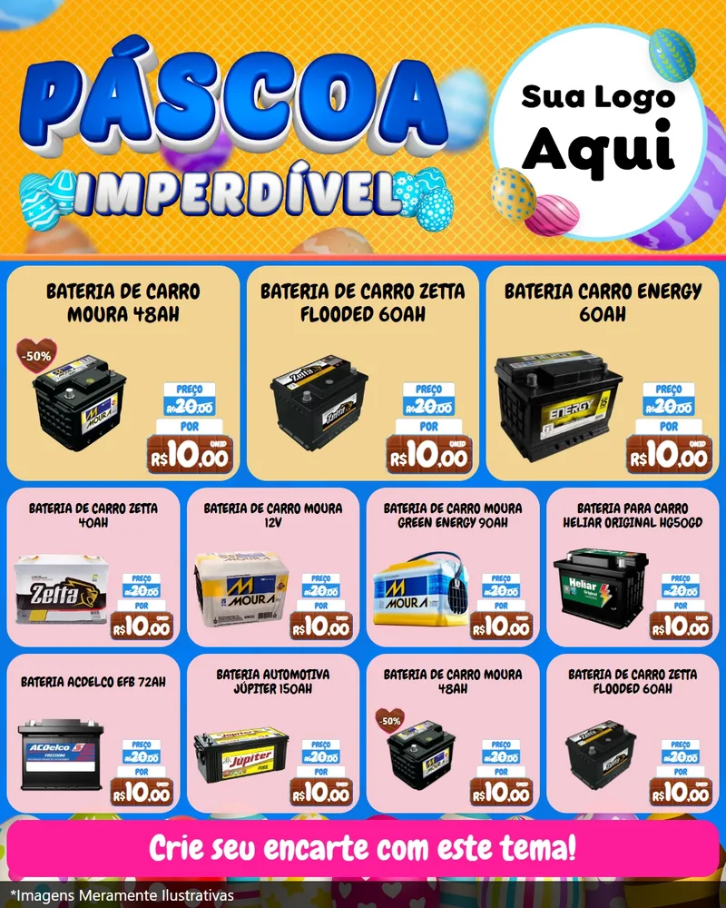 Modelo de Rede Social para Feed Instagram com o tema Páscoa Imperdível para Baterias Elétricas
