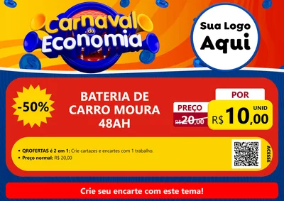 Modelo de Cartaz para Cartaz A4 Horizontal com o tema Carnaval da Economia para Baterias Elétricas
