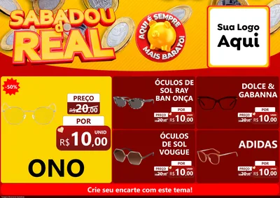 Modelo de Encarte para Encarte A4 Horizontal com o tema Sabadou do Real para Óticas