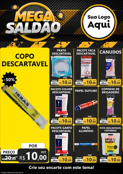 Modelo de Encarte para Encarte A4 Vertical com o tema Mega Saldão para Embalagens