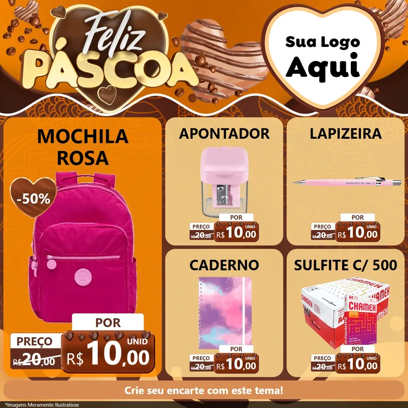 Modelo de Rede Social para Feed Facebook com o tema Feliz Páscoa para Papelaria