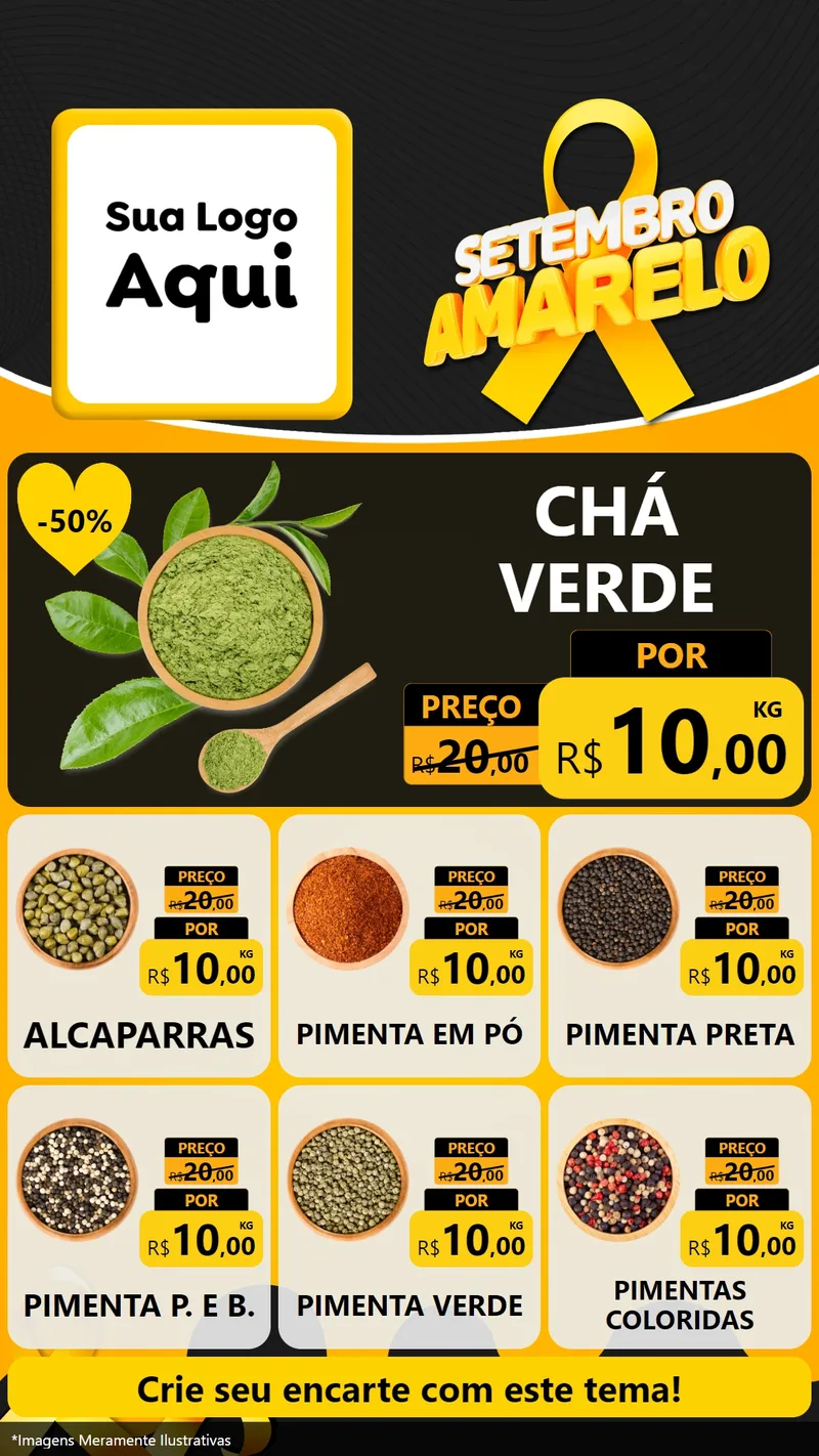 Modelo de Rede Social para Stories com o tema Setembro Amarelo para Produtos Naturais