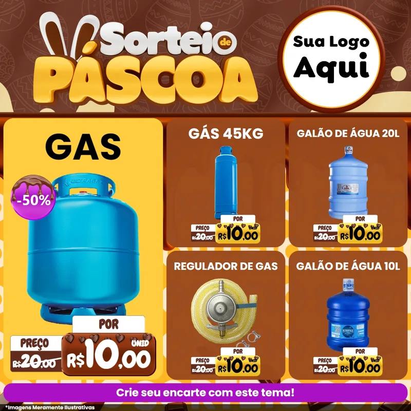 Modelo de Rede Social para Feed Facebook com o tema Sorteio de Páscoa para Água e gás