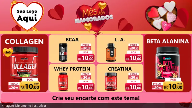 Modelo de TV para TV Horizontal com o tema Mês dos Namorados para Suplementos alimentares