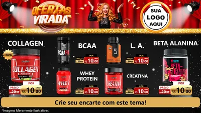 Modelo de TV para TV Horizontal com o tema Ofertas da Virada para Suplementos alimentares