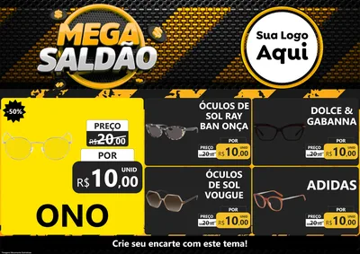 Modelo de Encarte para Encarte A4 Horizontal com o tema Mega Saldão para Óticas