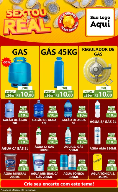 Modelo de Encarte para Encarte Grande com o tema Sextou do Real para Água e gás