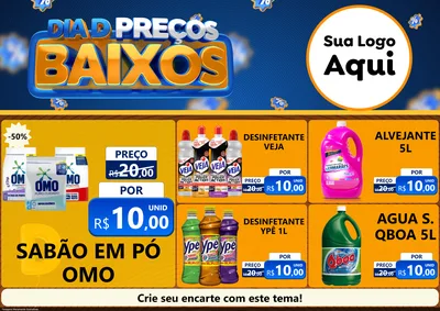 Modelo de Encarte para Encarte A4 Horizontal com o tema Dia D Preço Baixo para Produtos de Limpeza