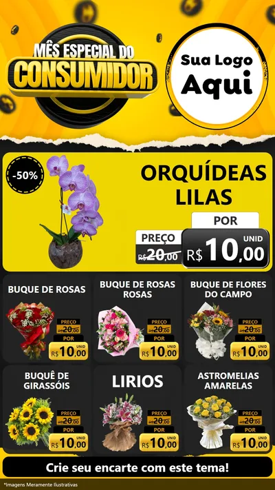 Modelo de Rede Social para Stories com o tema Mês Especial do Consumidor para Floricultura e jardim