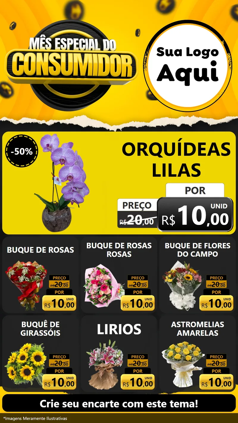 Modelo de Rede Social para Stories com o tema Mês Especial do Consumidor para Floricultura e jardim