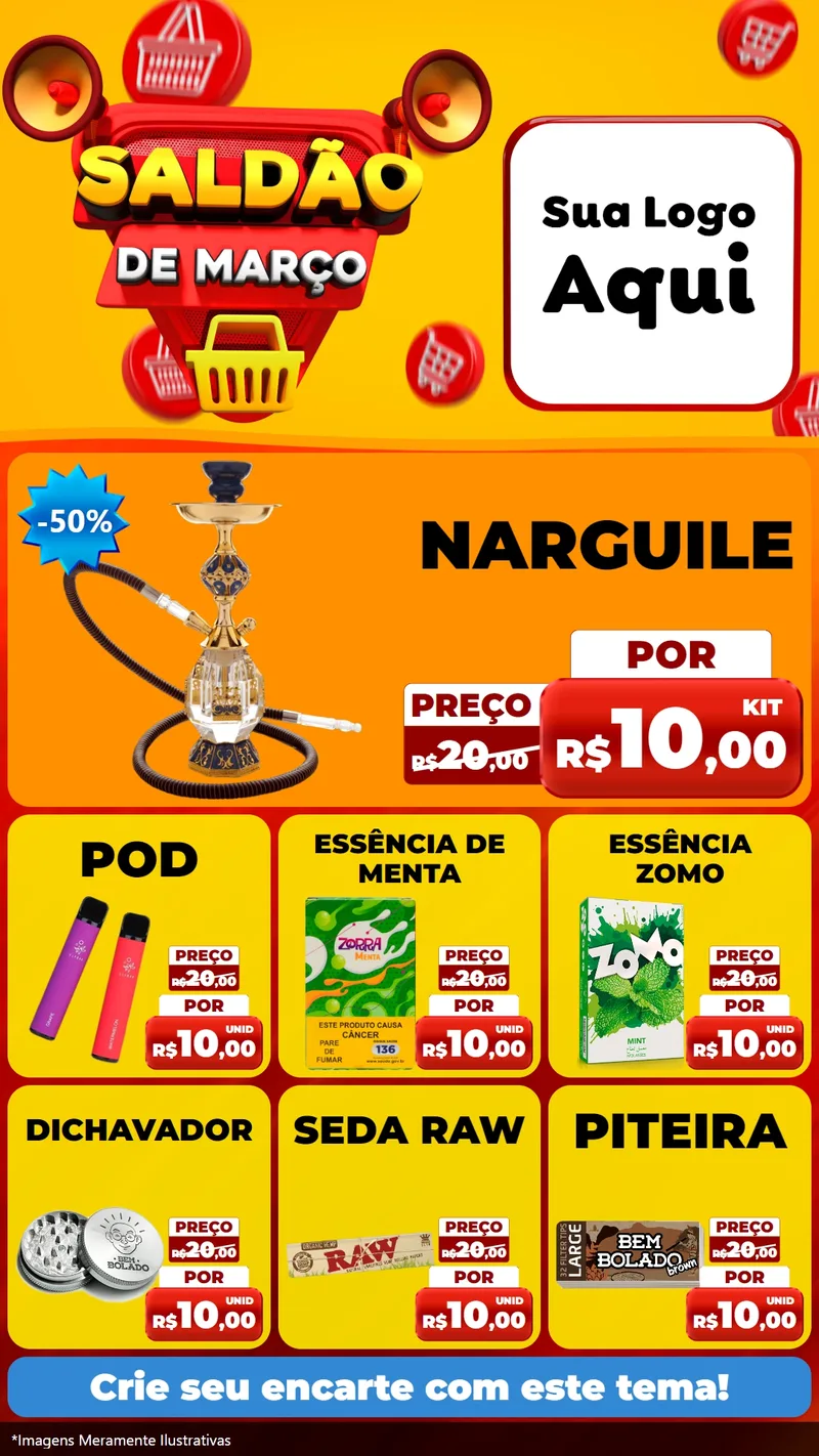 Modelo de Rede Social para Stories com o tema Saldão de Março para Tabacaria