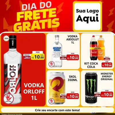 Modelo de Rede Social para Feed Facebook com o tema Dia do Frete Grátis para Distribuidora de bebidas