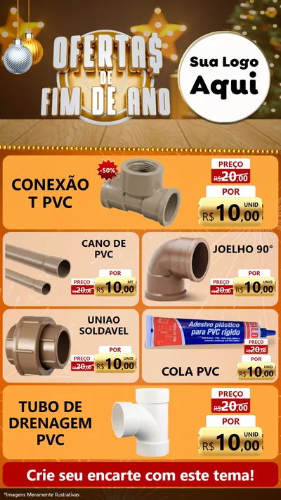 Modelo de TV para TV Vertical com o tema Ofertas de Fim de Ano para Tubos e conexões