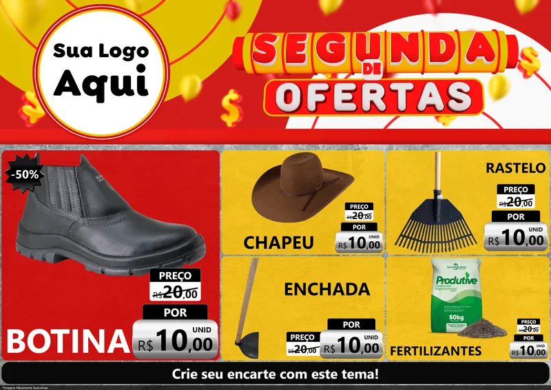 Modelo de Encarte para Encarte A4 Horizontal com o tema Segunda de Ofertas para Agropecuária
