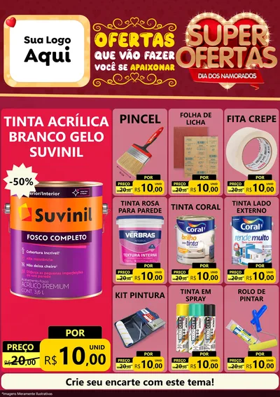 Modelo de Encarte para Encarte A4 Vertical com o tema Dia dos Namorados para Tintas e Ferramentas