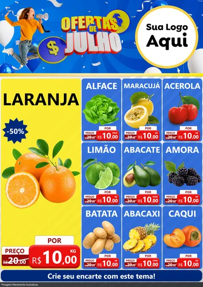 Modelo de Encarte para Encarte A4 Vertical com o tema Ofertas de Julho para Hortifrúti