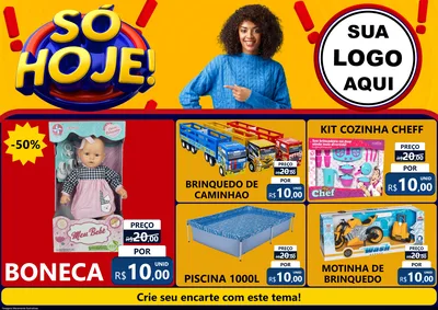 Modelo de Encarte para Encarte A4 Horizontal com o tema Só Hoje! para Brinquedos