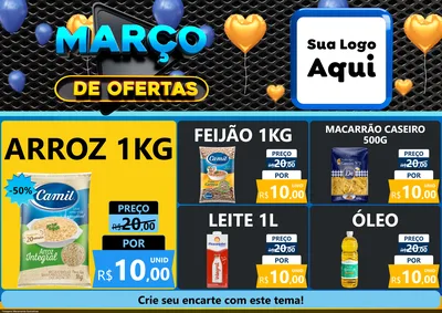 Modelo de Encarte para Encarte A4 Horizontal com o tema Março de Ofertas para Supermercado