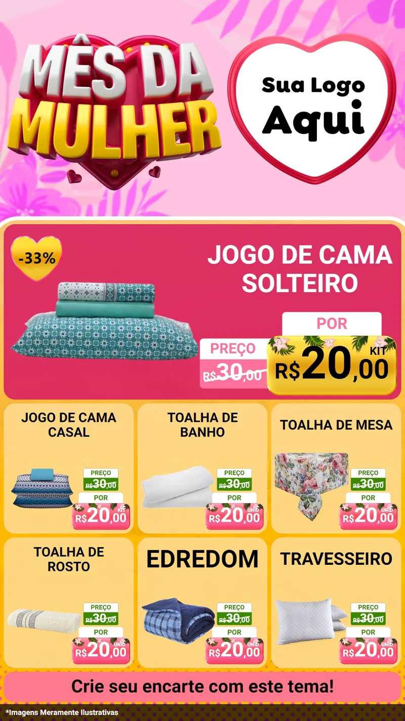 Modelo de Rede Social para Stories com o tema Mês da Mulher para Cama, Mesa e Banho