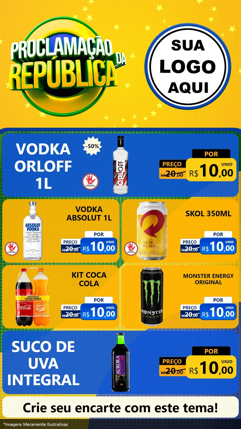 Modelo de TV para TV Vertical com o tema Proclamação da República para Distribuidora de bebidas