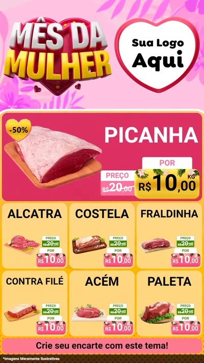 Modelo de Rede Social para Stories com o tema Mês da Mulher para Açougue