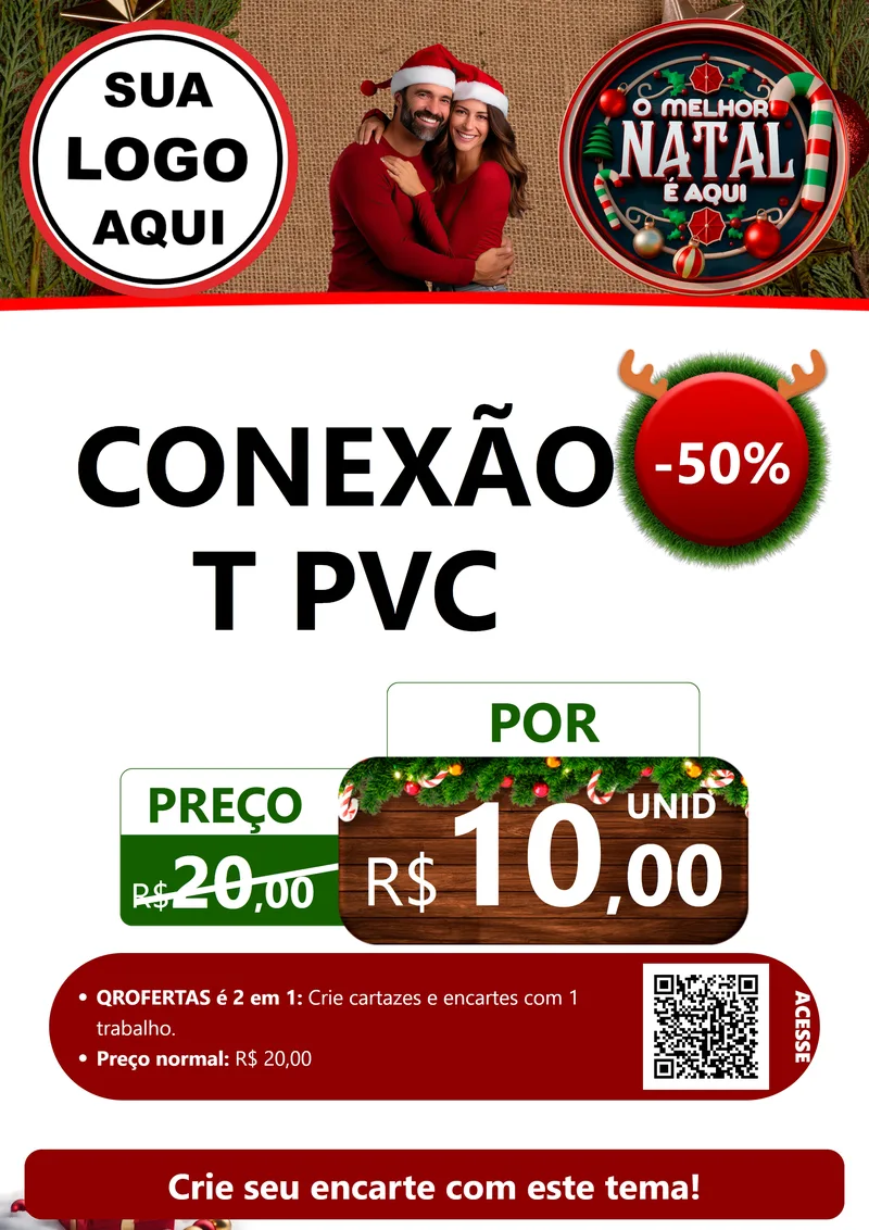 Modelo de Cartaz para Cartaz A4 Vertical com o tema O Melhor Natal É Aqui para Tubos e conexões