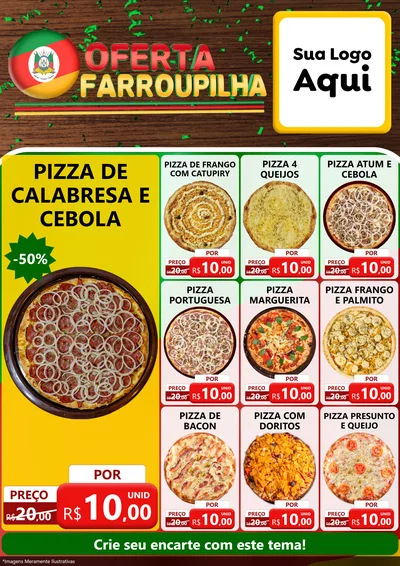 Modelo de Encarte para Encarte A4 Vertical com o tema Oferta Farroupilha para Pizzaria