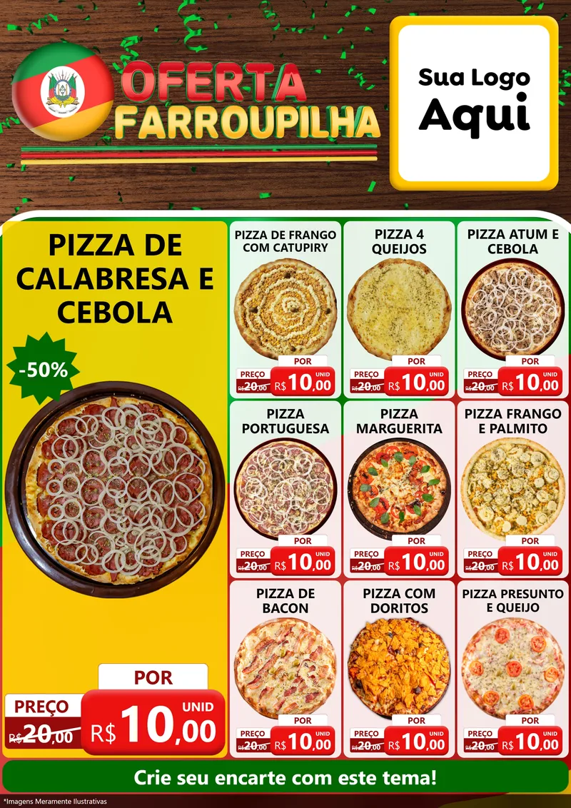 Modelo de Encarte para Encarte A4 Vertical com o tema Oferta Farroupilha para Pizzaria