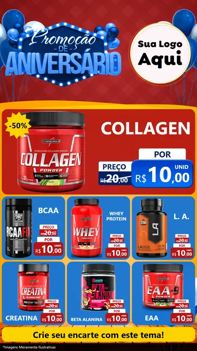 Modelo de Rede Social para Stories com o tema Promoção de Aniversário para Suplementos alimentares