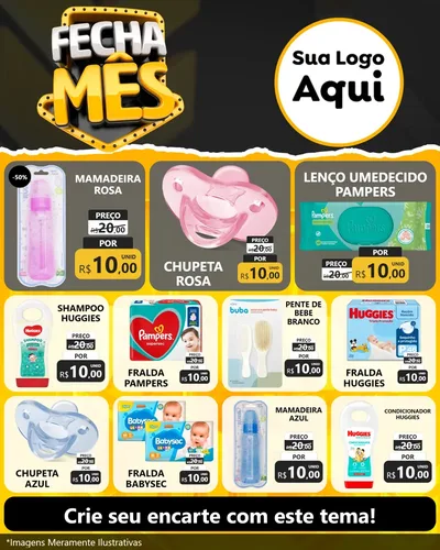 Modelo de Rede Social para Feed Instagram com o tema Fecha Mês para Bebês